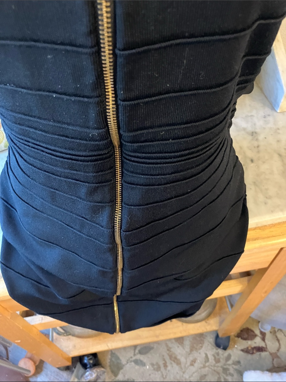 bebe Black Front-Zip Bandage Mini Dress Fabulous Too Big for Model! Sexy Cute On - Picture 10 of 16